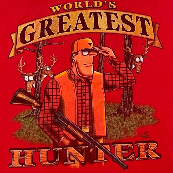 Vintage 90s World's Greatest Hunter Funny Humor 1990s Graphic Tee Top Shirt - Picture 8 of 8
